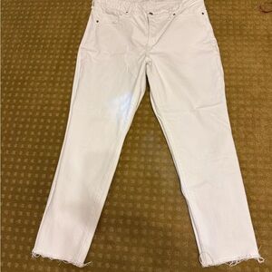 Old Navy OG Straight White Frayed Hem Pants